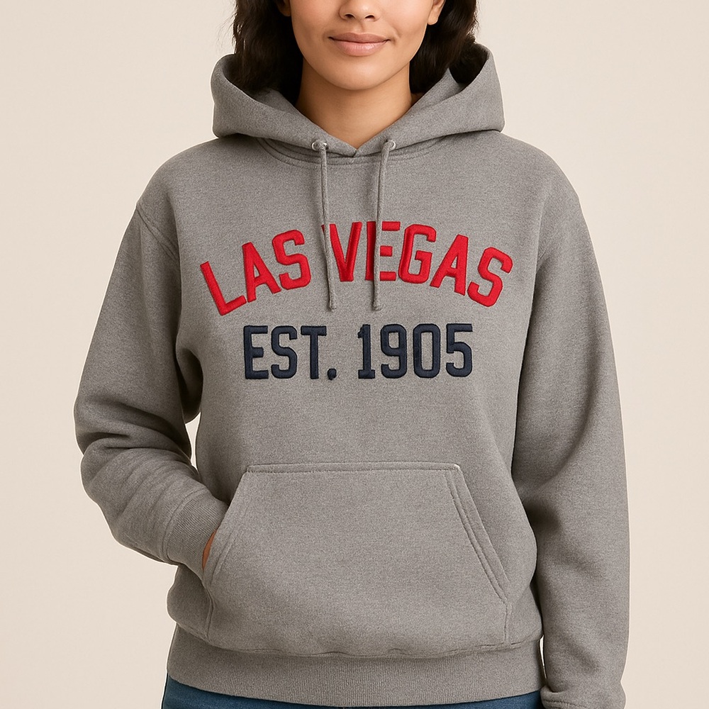 Las Vegas Graphic Hoodie Gray | Gildan Heavy Blend Size Large